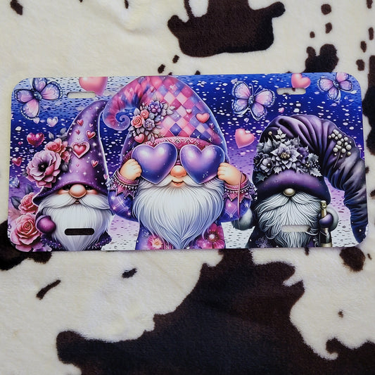 Purple Gnomes Car Tag License Plate