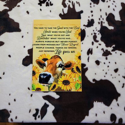 Cow Sunflower Quote Metal Sign