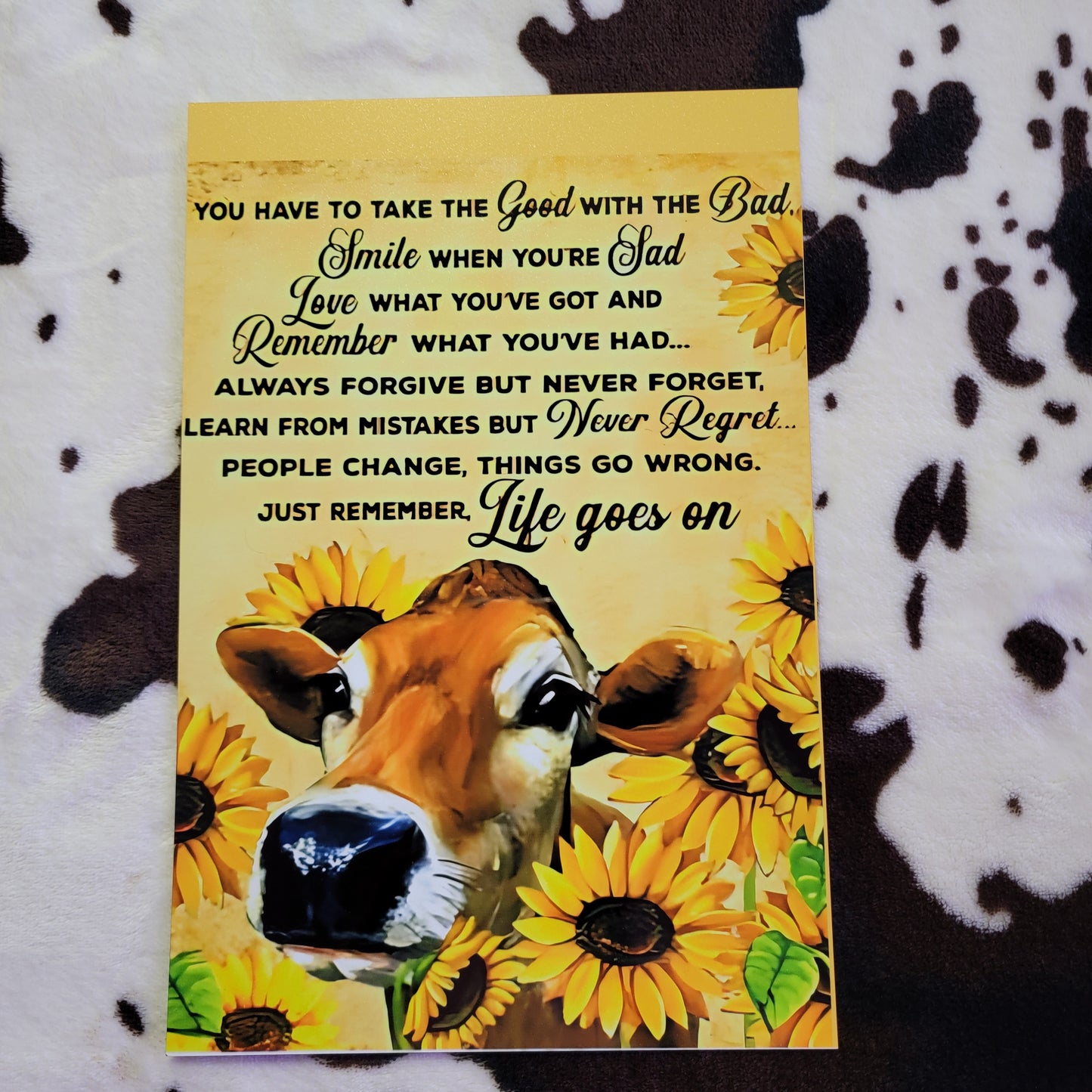 Cow Sunflower Quote Metal Sign