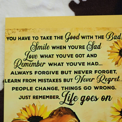 Cow Sunflower Quote Metal Sign