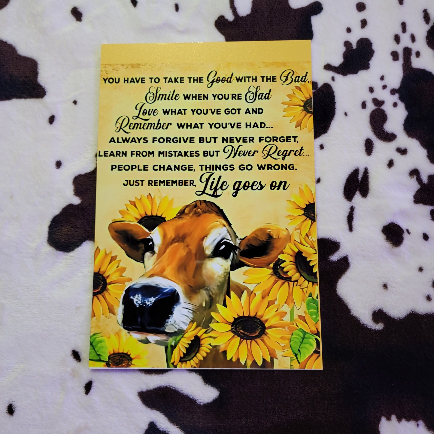 Cow Sunflower Quote Metal Sign