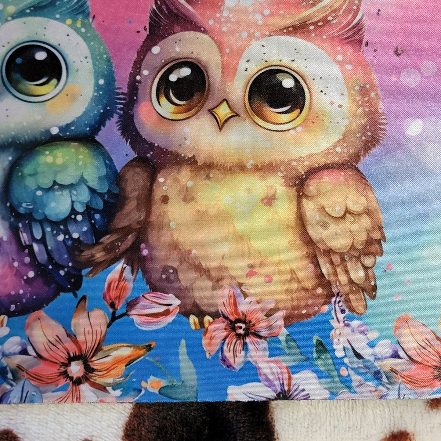 Cartoon Owls Floral Mouse Pad