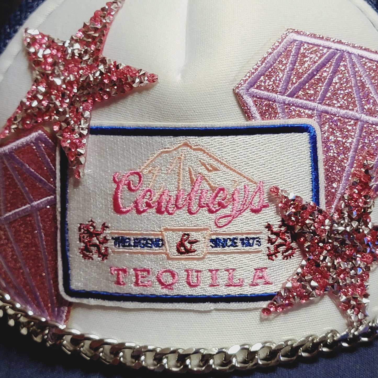 Cowboys and Tequila Western Trucker Hat Snapback Custom Patches Bling Cap Chain