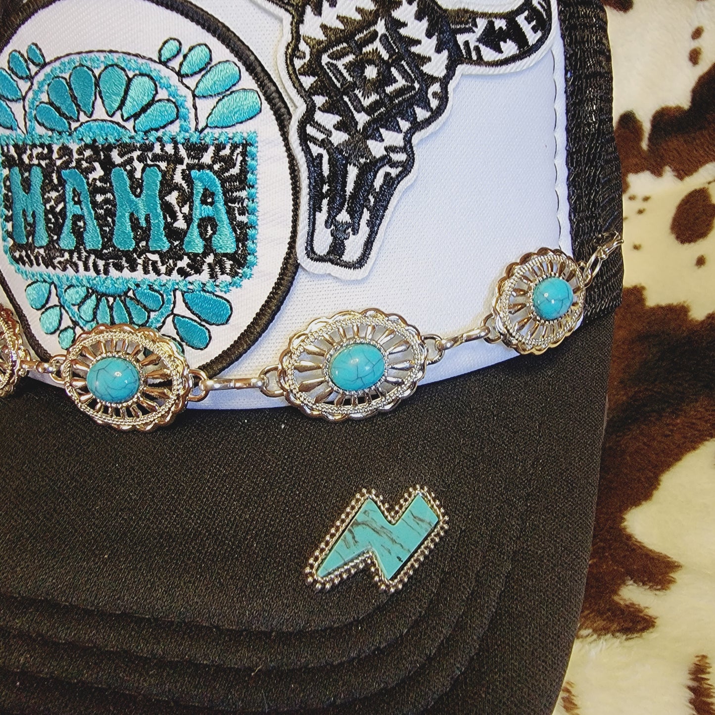 Mama Western Trucker Hat Chain Snapback Custom Patches