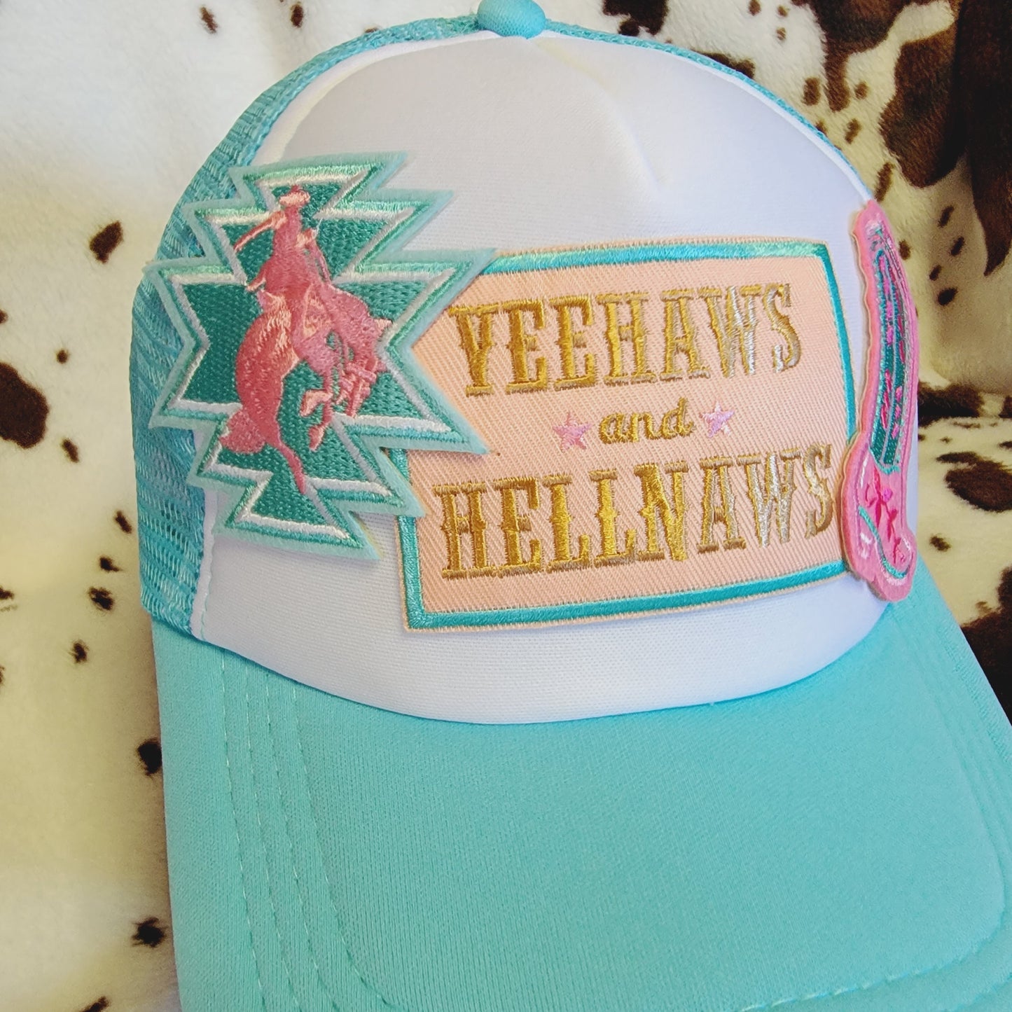 YeeHaws HellNaws Western Trucker Hat Snapback Custom Patches