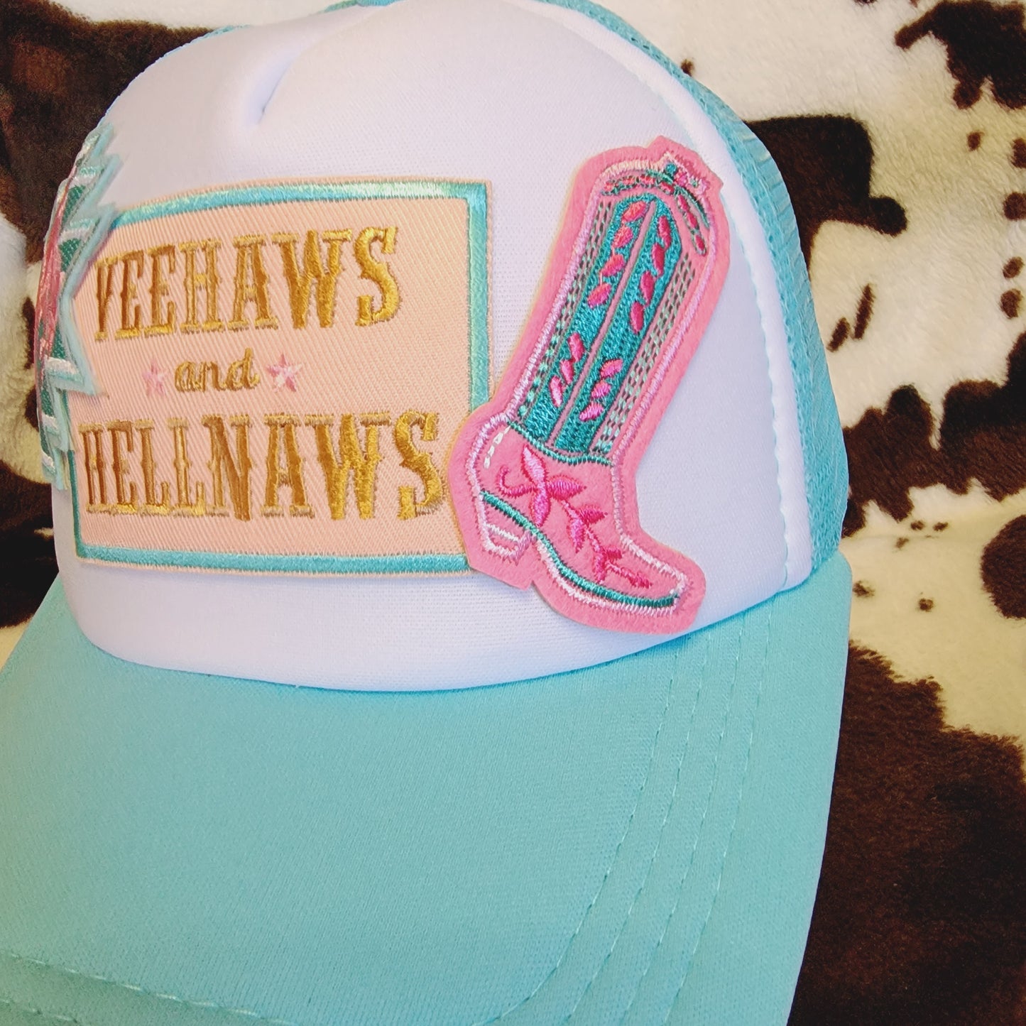 YeeHaws HellNaws Western Trucker Hat Snapback Custom Patches