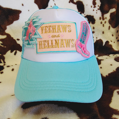 YeeHaws HellNaws Western Trucker Hat Snapback Custom Patches