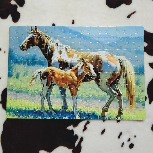 Horse Mama and Baby 120 PC Handmade Jigsaw Puzzle