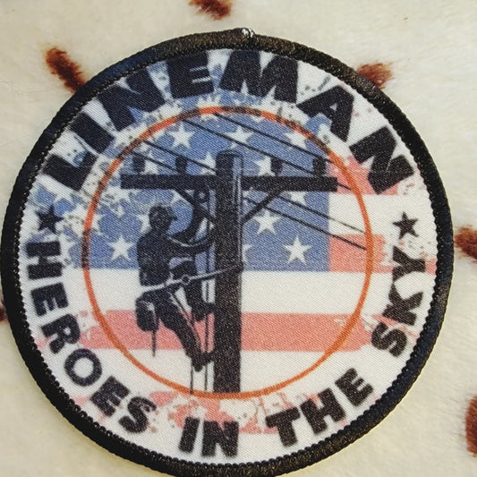 Lineman American Flag Hat Patch