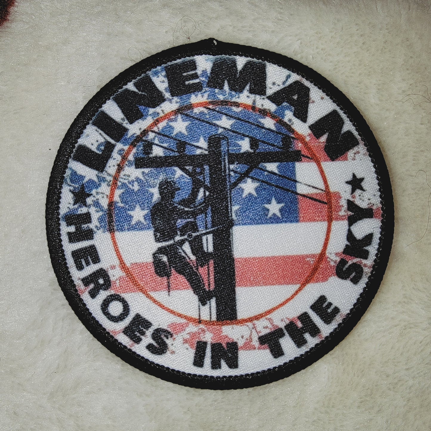 Lineman American Flag Hat Patch