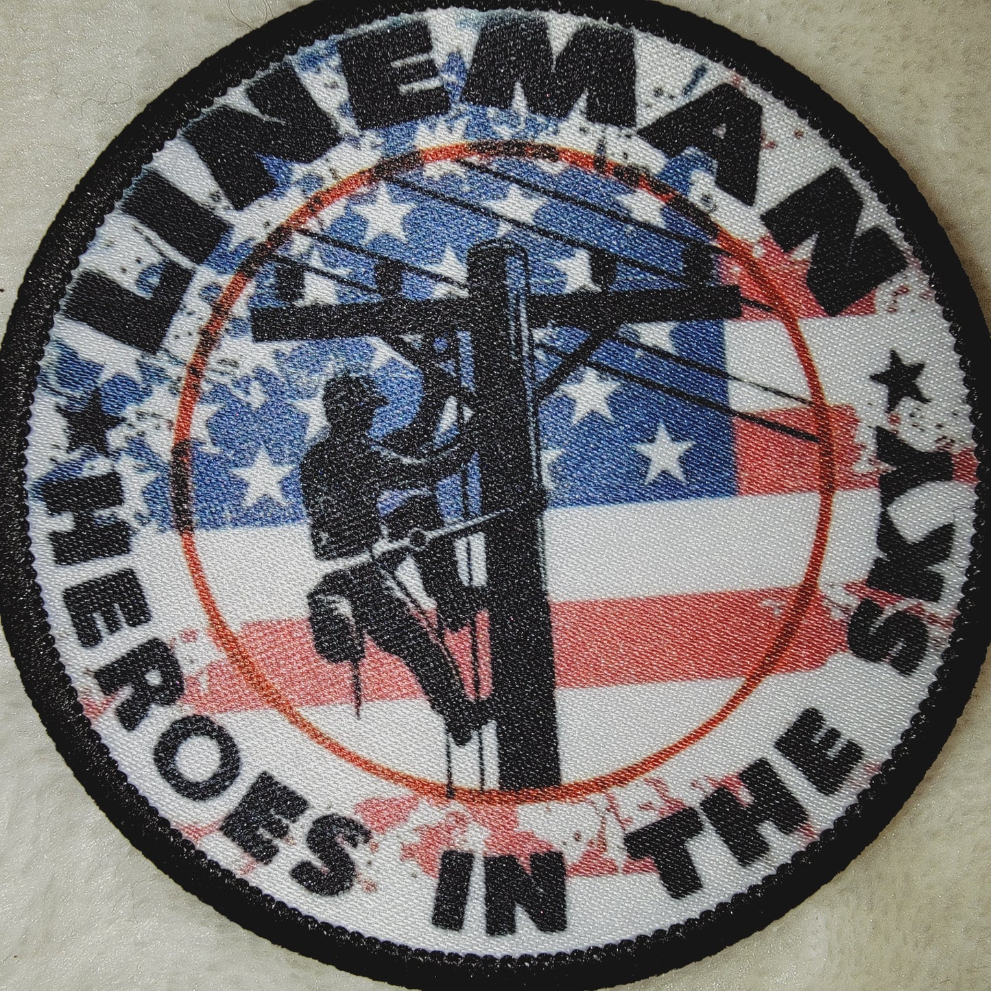 Lineman American Flag Hat Patch