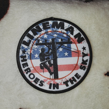 Lineman American Flag Hat Patch