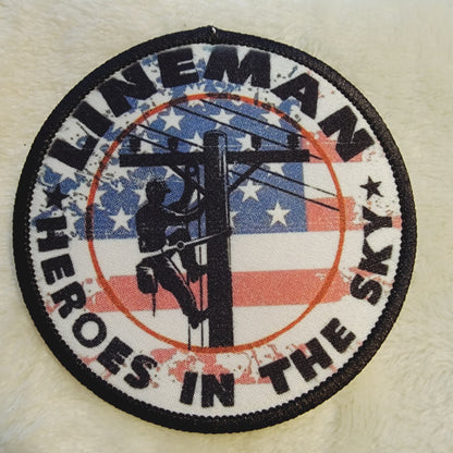 Lineman American Flag Hat Patch