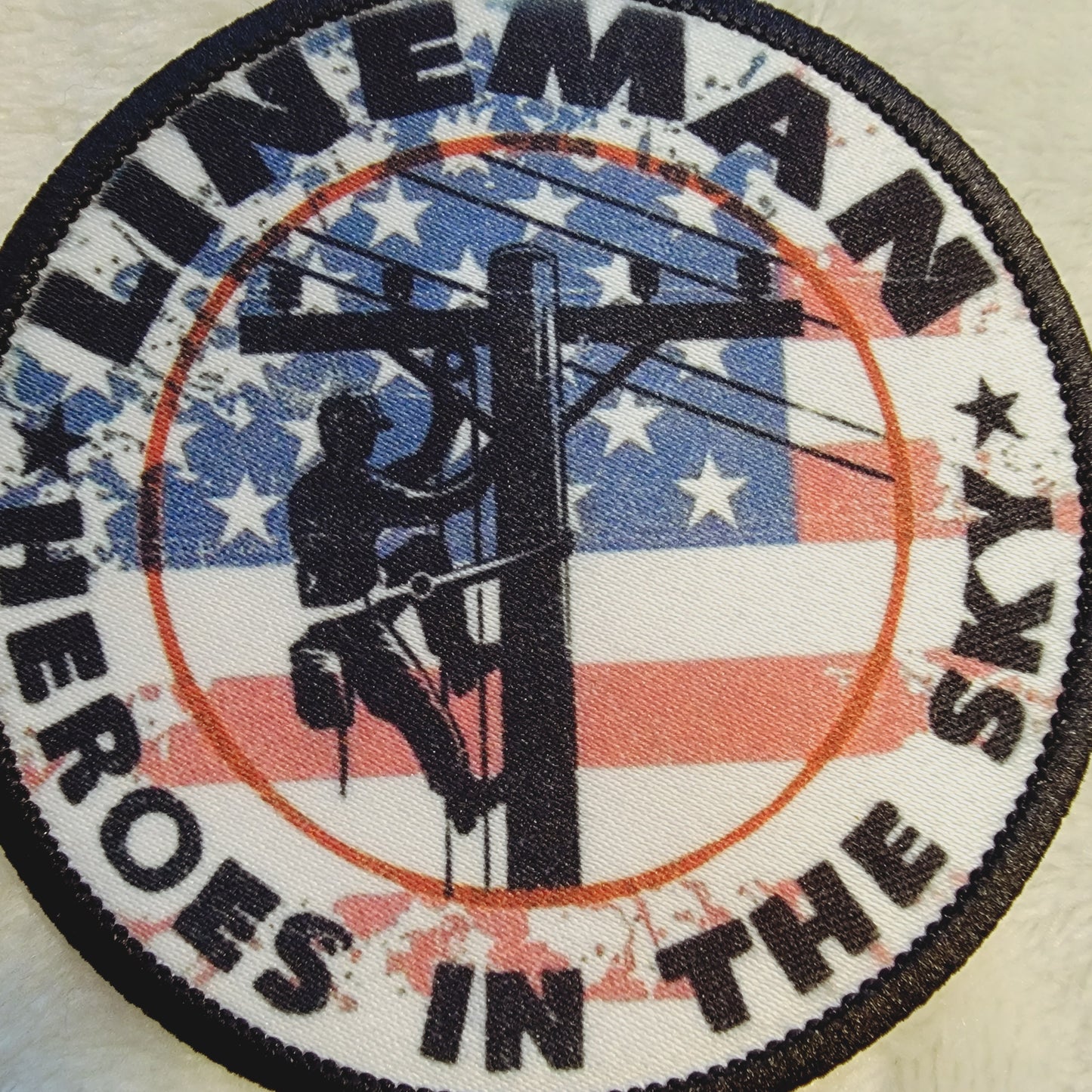 Lineman American Flag Hat Patch