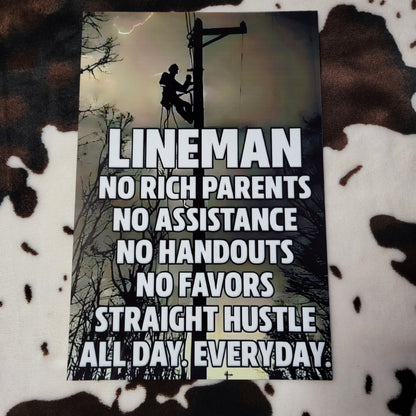 Lineman Power Pole Metal Sign
