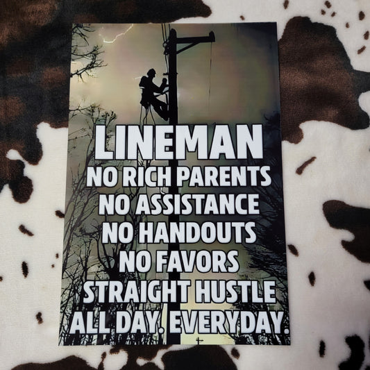 Lineman Power Pole Metal Sign