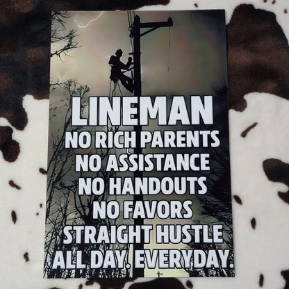 Lineman Power Pole Metal Sign