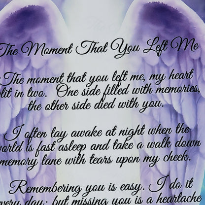 Angel Wings The Moment You Left Memorial Metal Sign