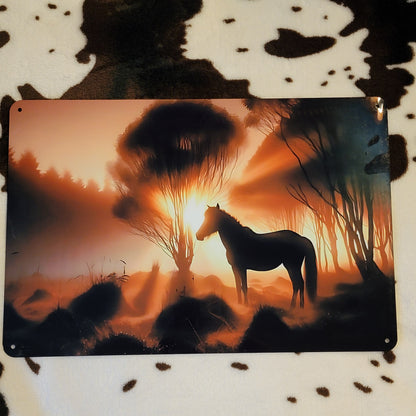 Sunrise Horse Western Animal Metal Sign
