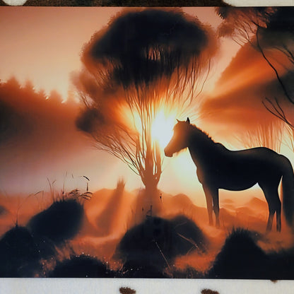 Sunrise Horse Western Animal Metal Sign