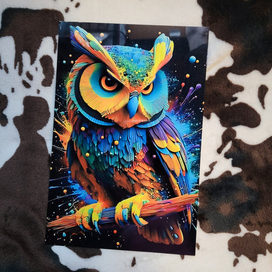 Colorful Owl Bird Metal Sign