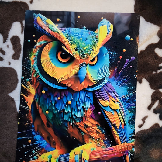 Colorful Owl Bird Metal Sign