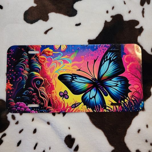 Neon Butterfly Custom Car Tag License Plate