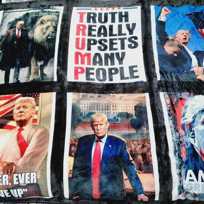 Trump President Fleece Blanket 9 Panel Custom Photo Throw Blanket