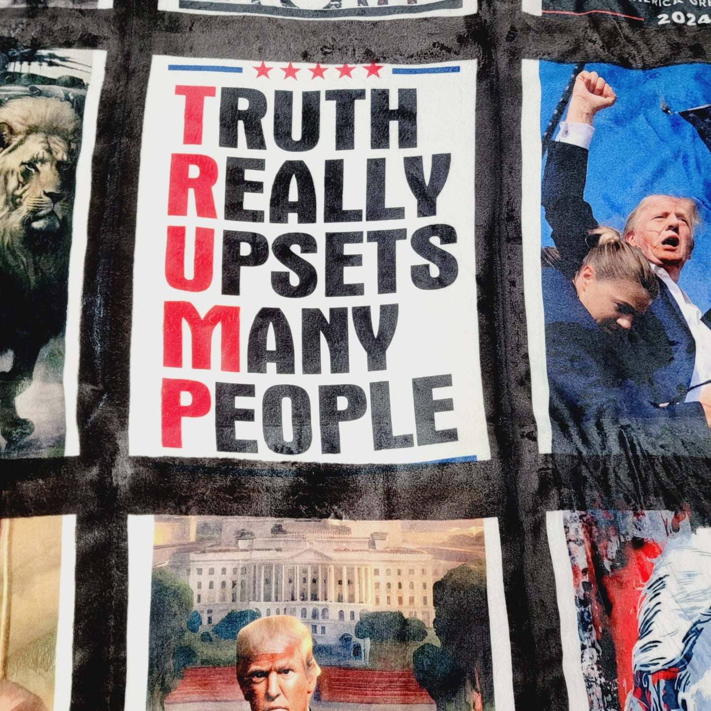 Trump President Fleece Blanket 9 Panel Custom Photo Throw Blanket