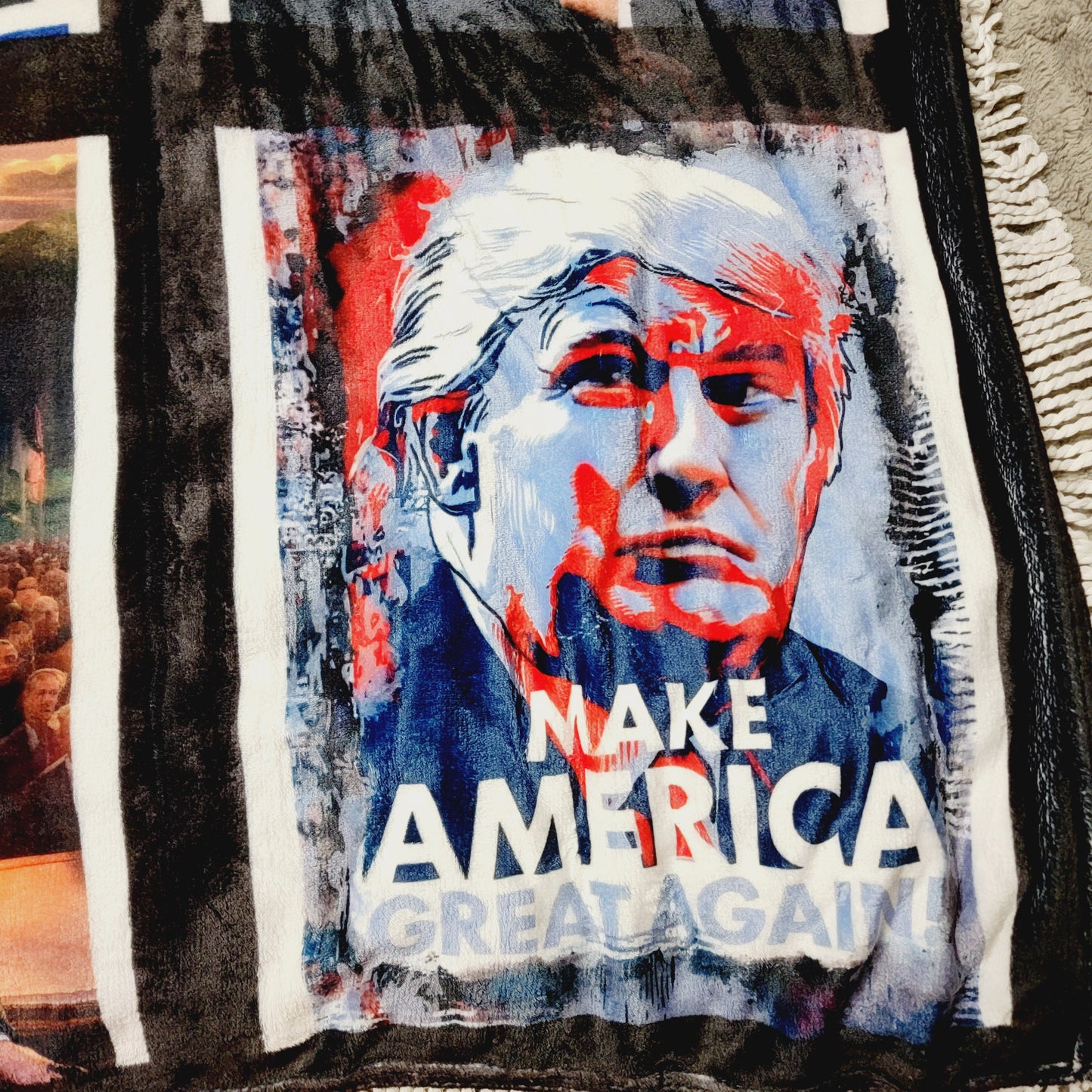 Trump President Fleece Blanket 9 Panel Custom Photo Throw Blanket