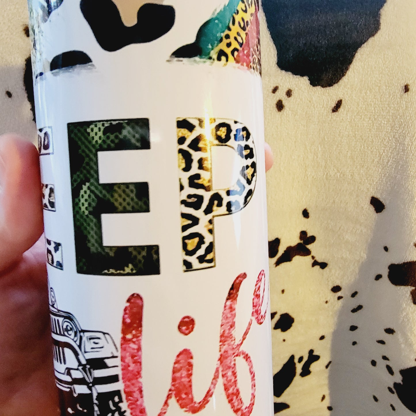 Animal Print Jeep Life 20oz Skinny Tumbler