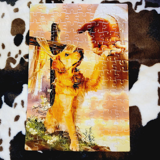 Dog Cross Religious 120 PC Handmade Jigsaw Puzzle