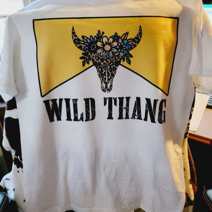 Wild Thang Bull Skull Western Tee Shirt
