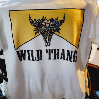 Wild Thang Bull Skull Western Tee Shirt