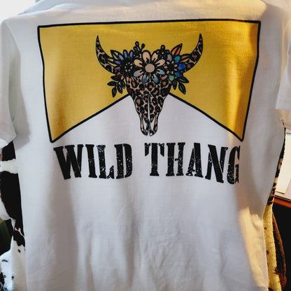 Wild Thang Bull Skull Western Tee Shirt