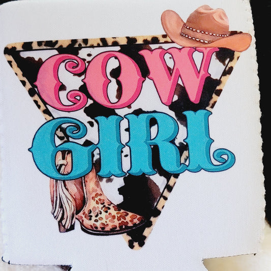 Cow Girl Can Cooler Drink Koozie