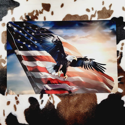 Flying Eagle American Flag Metal Sign