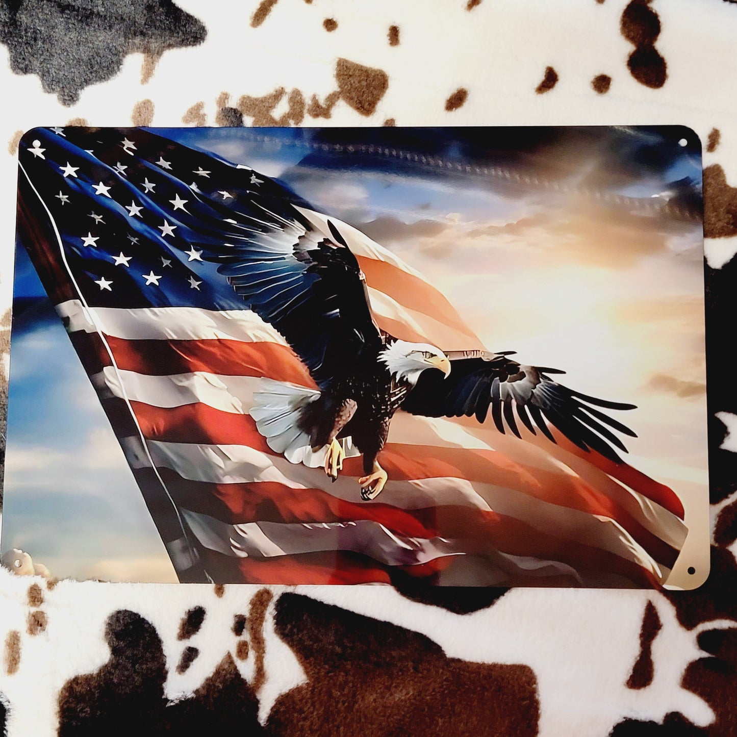 Flying Eagle American Flag Metal Sign