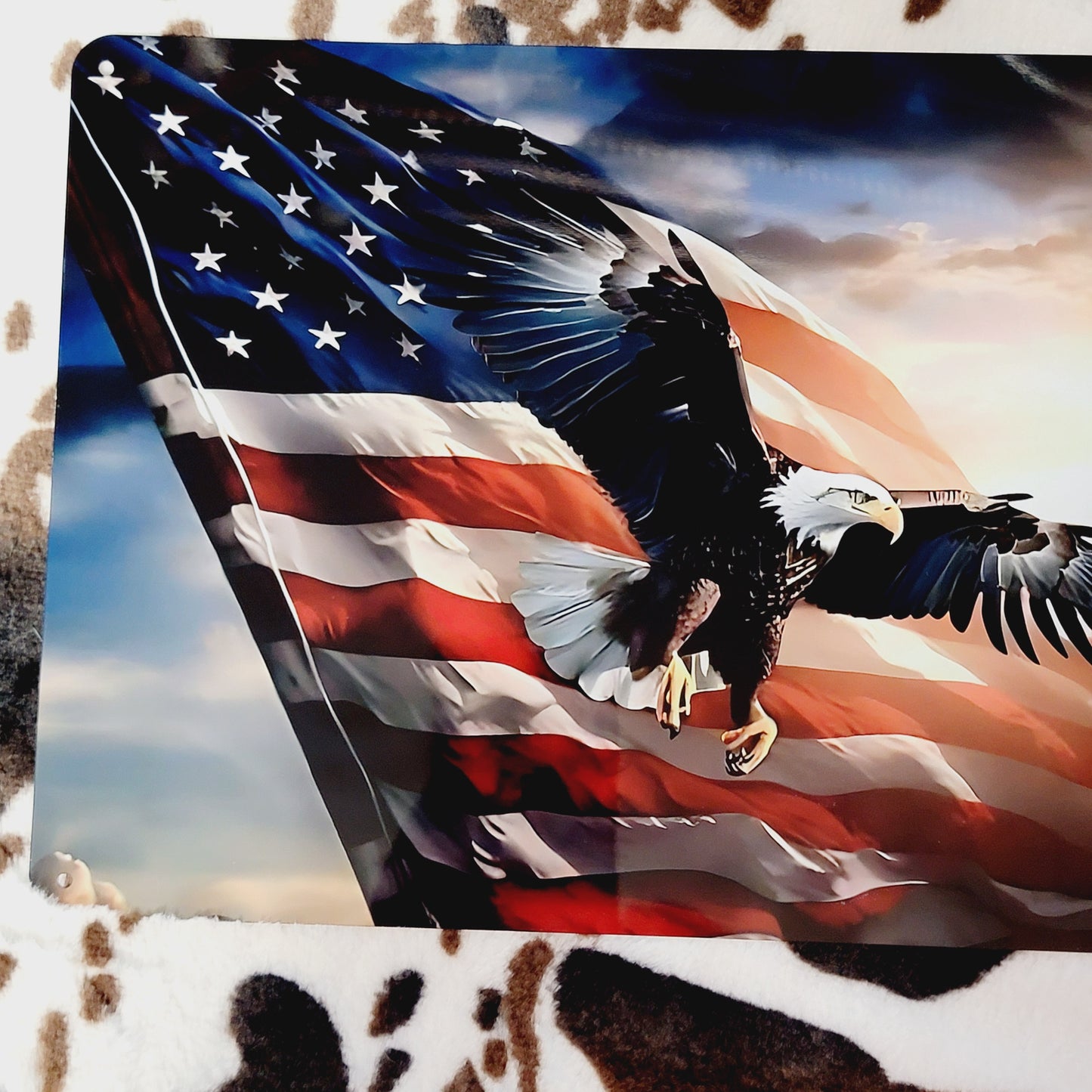 Flying Eagle American Flag Metal Sign