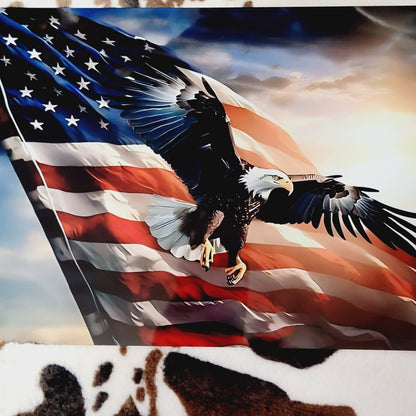 Flying Eagle American Flag Metal Sign