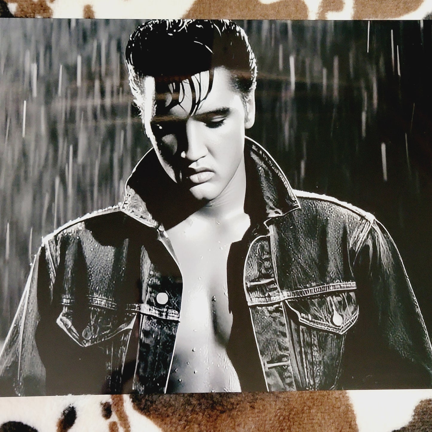 Elvis In The Rain Black Metal Sign