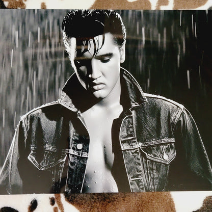 Elvis In The Rain Black Metal Sign