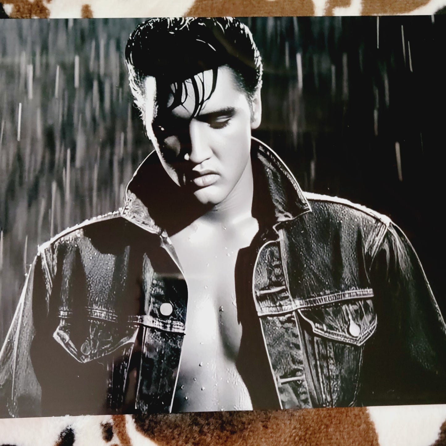 Elvis In The Rain Black Metal Sign