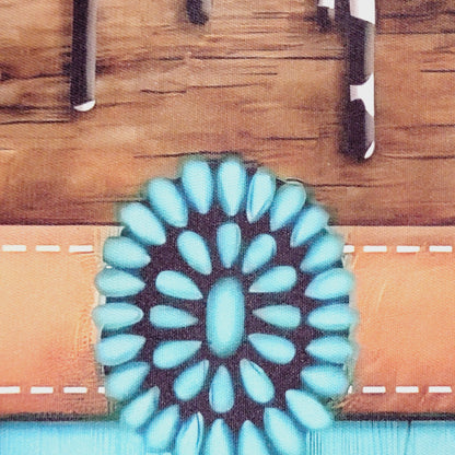 Western Turquoise Cow Print Computer Mouse Pad
