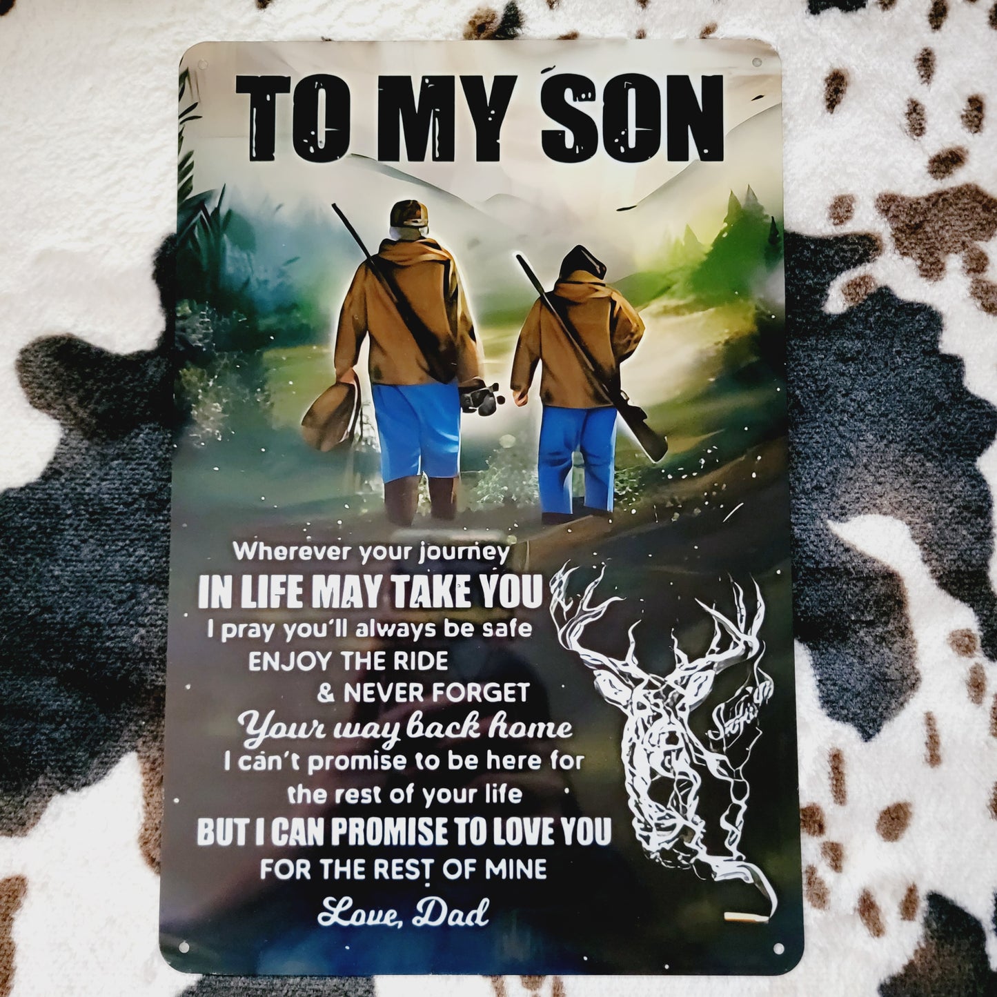 To My Son Love Dad Quote Metal Sign