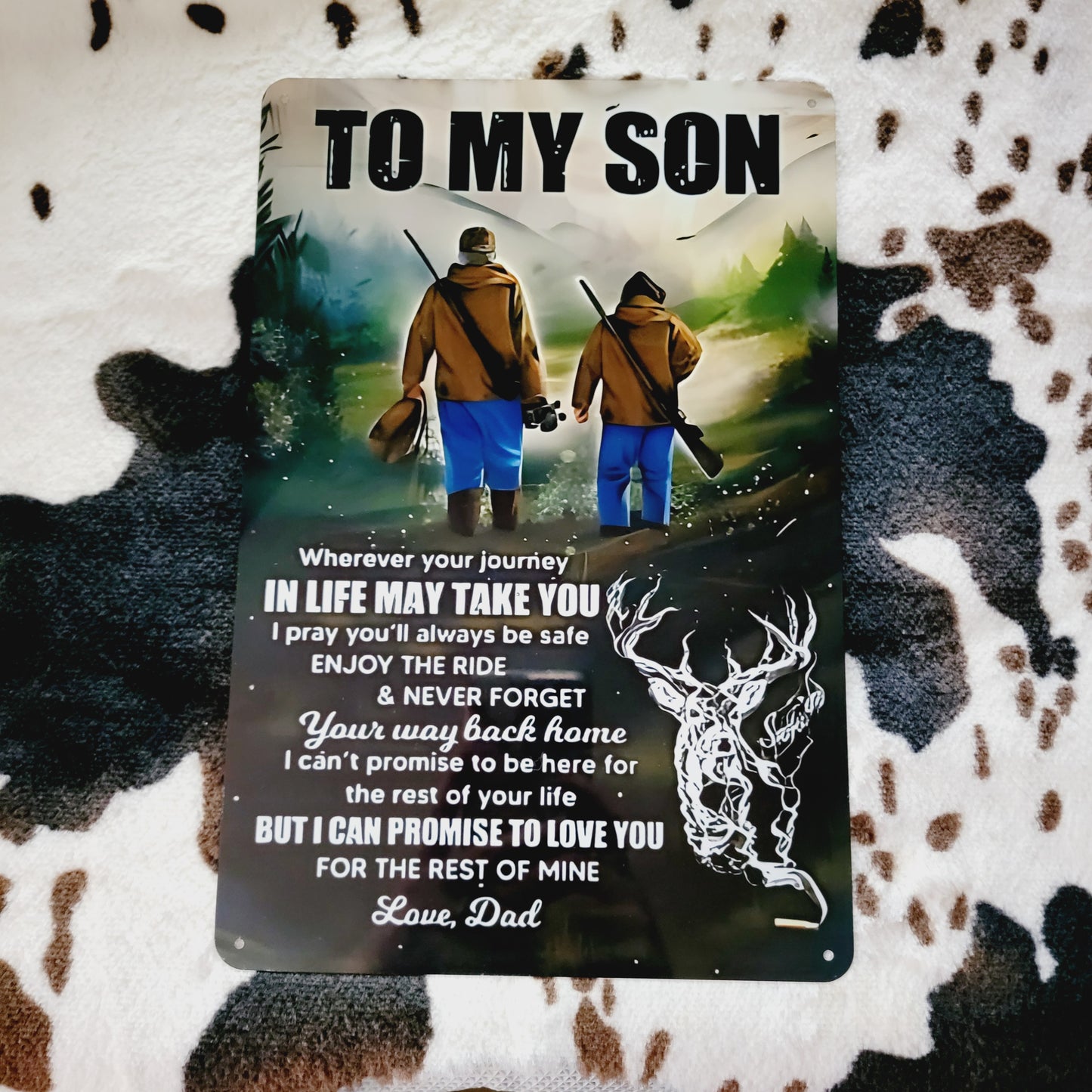 To My Son Love Dad Quote Metal Sign