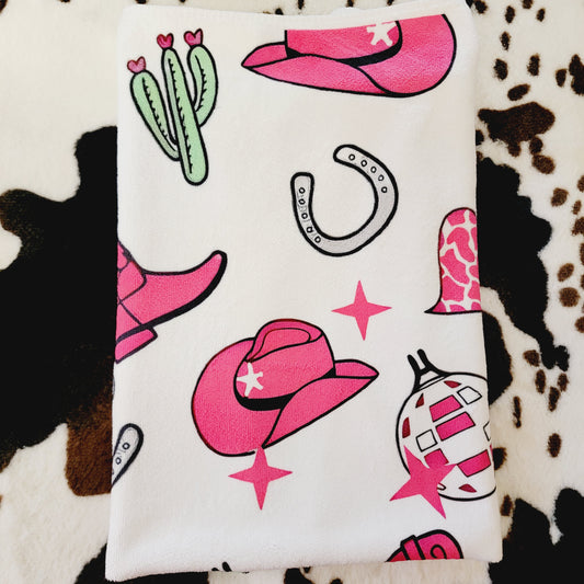 Cowgirl Hat Boots Western Microfiber Kitchen Dish Towel 16x24