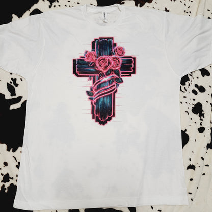 Cross Rose Wrapped Western Tee Shirt