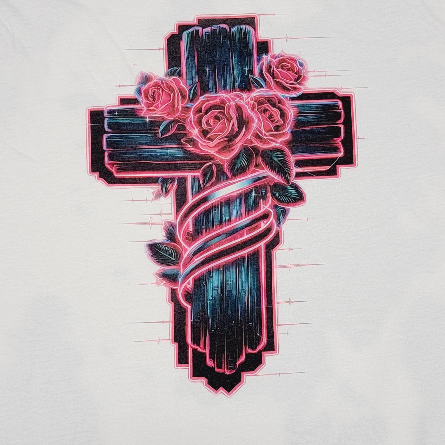 Cross Rose Wrapped Western Tee Shirt