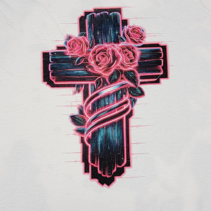 Cross Rose Wrapped Western Tee Shirt